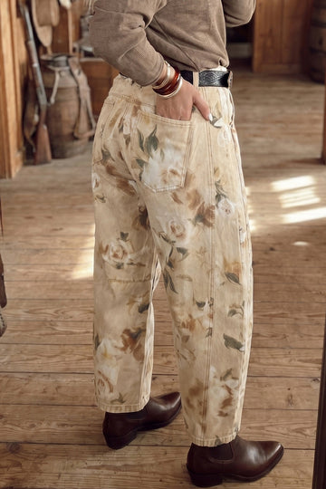 Meadow Floral Print Relaxed Barrel Jeans in 6 view 2 - Relaxed Fit - Meadows Floral Jeans (bottom)