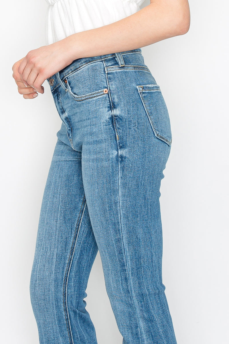 Melli High Rise Flare Jeans with Frayed Hem in 11 (29) view 6 - High-Waisted - Hem Jeans (bottom)