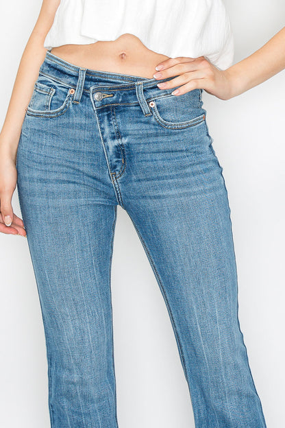 Melli High Rise Flare Jeans with Frayed Hem in 9 (28) view 5 - High-Waisted - Hem Jeans (bottom)