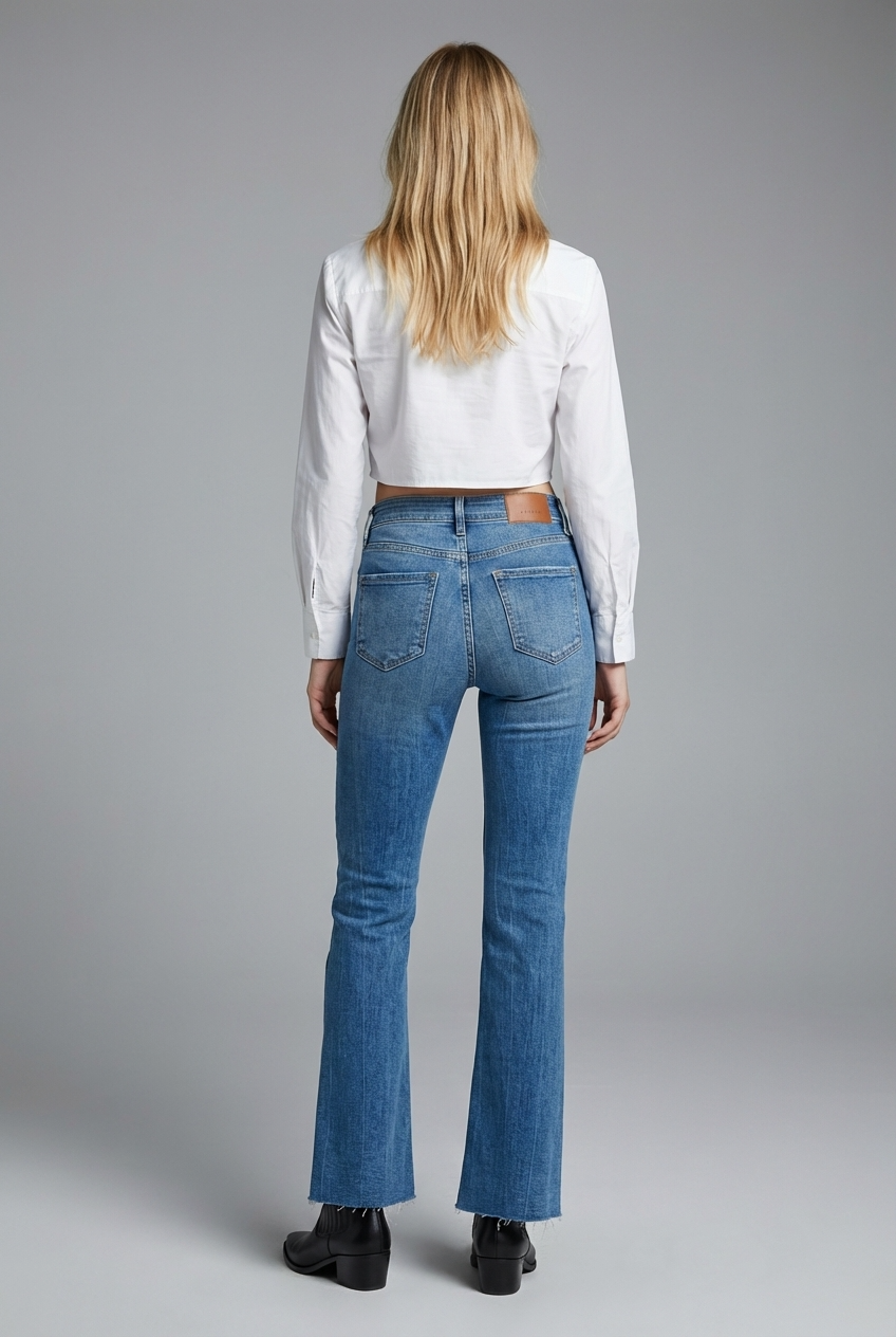 Melli High Rise Flare Jeans with Frayed Hem view 9 - High-Waisted - Hem Jeans (bottom)