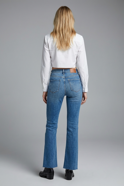 Melli High Rise Flare Jeans with Frayed Hem view 9 - High-Waisted - Hem Jeans (bottom)