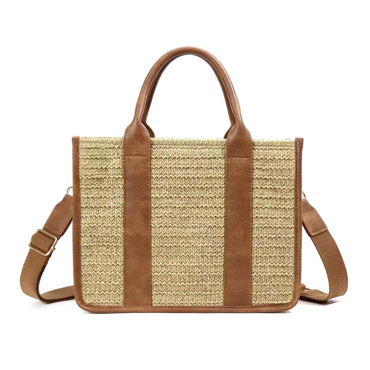 Mericela Mixed Media Straw Tote - MeeeShop Women's Fashion