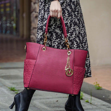 Merlina Embossed Tote Bag and Set in Tawny view 2 - Set Tote (one-piece)