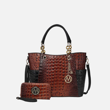 Merlina Tote Bag and Wallet Set in Croco Yellow (one-piece)