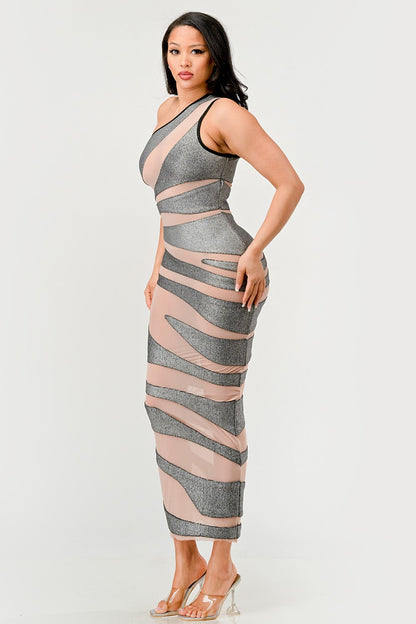 Metallic Bandage Mesh Insert Dress - MeeeShop Women's Fashion