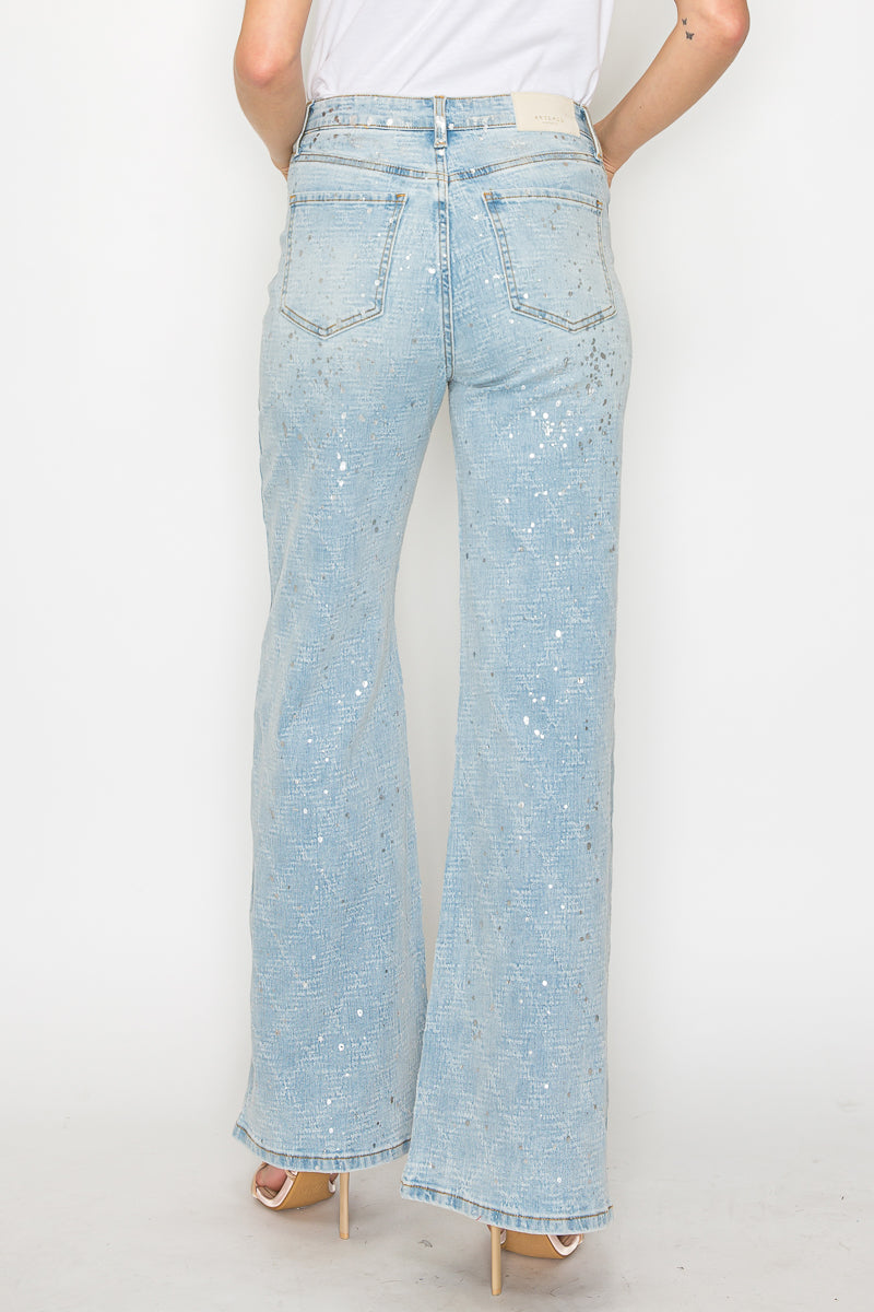 Metallic Ultra High Rise Relaxed Flare Jeans in XL view 4 - High-Waisted (bottom)