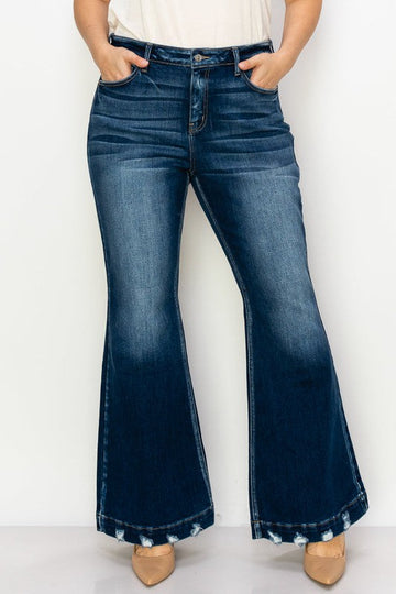 Mia plus Mid Rise Super Flare Jeans in P-18 view 2 (bottom)