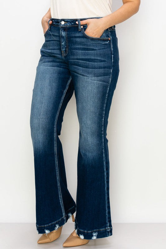 Mia plus Mid Rise Super Flare Jeans in P-20 view 3 (bottom)