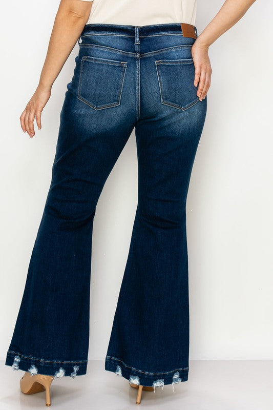 Mia plus Mid Rise Super Flare Jeans in P-22 view 4 (bottom)