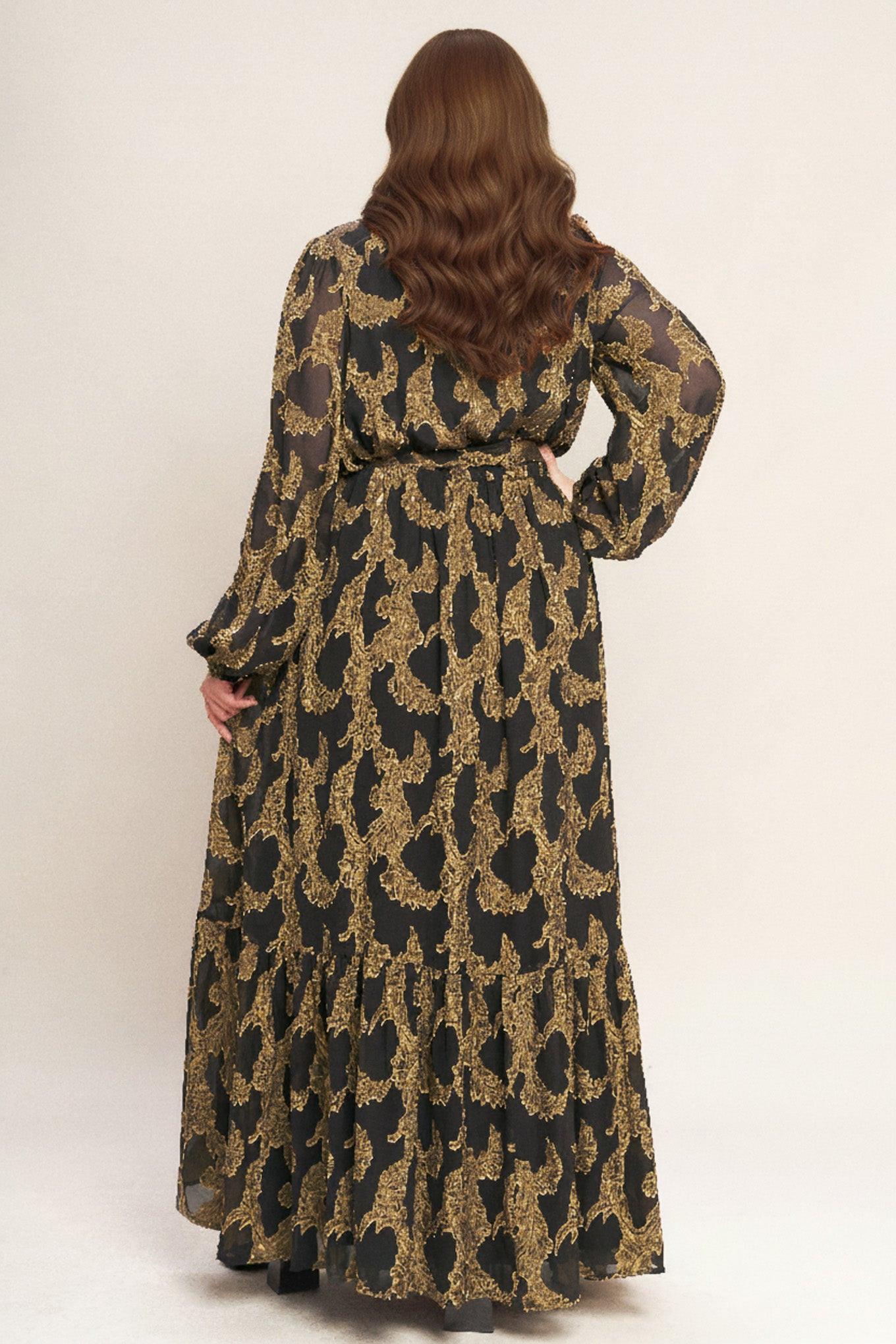 Midnight Moss Woven Jacquard Maxi Dress view 11 - Moss Midnight Slim Fit Dress Trousers