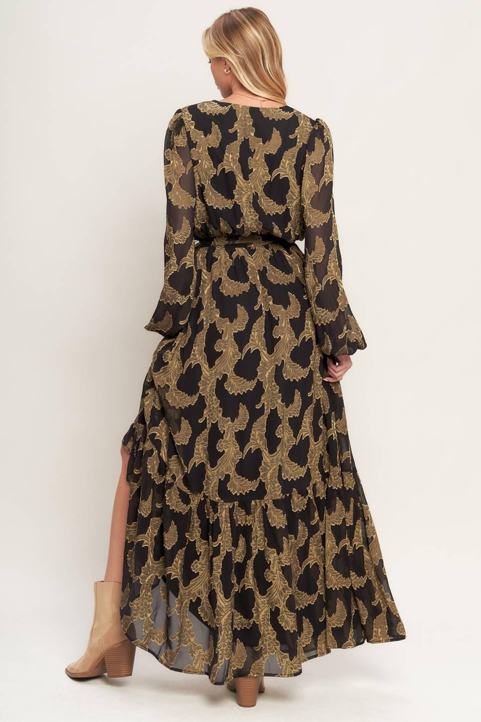 Midnight Moss Woven Jacquard Maxi Dress view 7 - Moss Midnight Slim Fit Dress Trousers