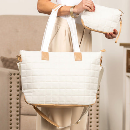 Mila Quilted Traveler Tote with Mini Clutch in Black - Clutch Tote (bag)