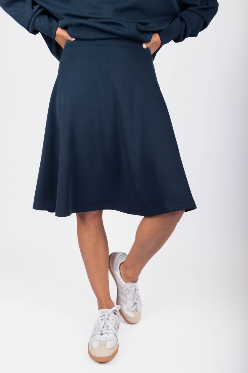 Mina Swing Skirt 23" (navy) S view 2 (skirt) - mini swing skirt, black mini swing skirt, mini skirt pri - shop at us.meeeshop