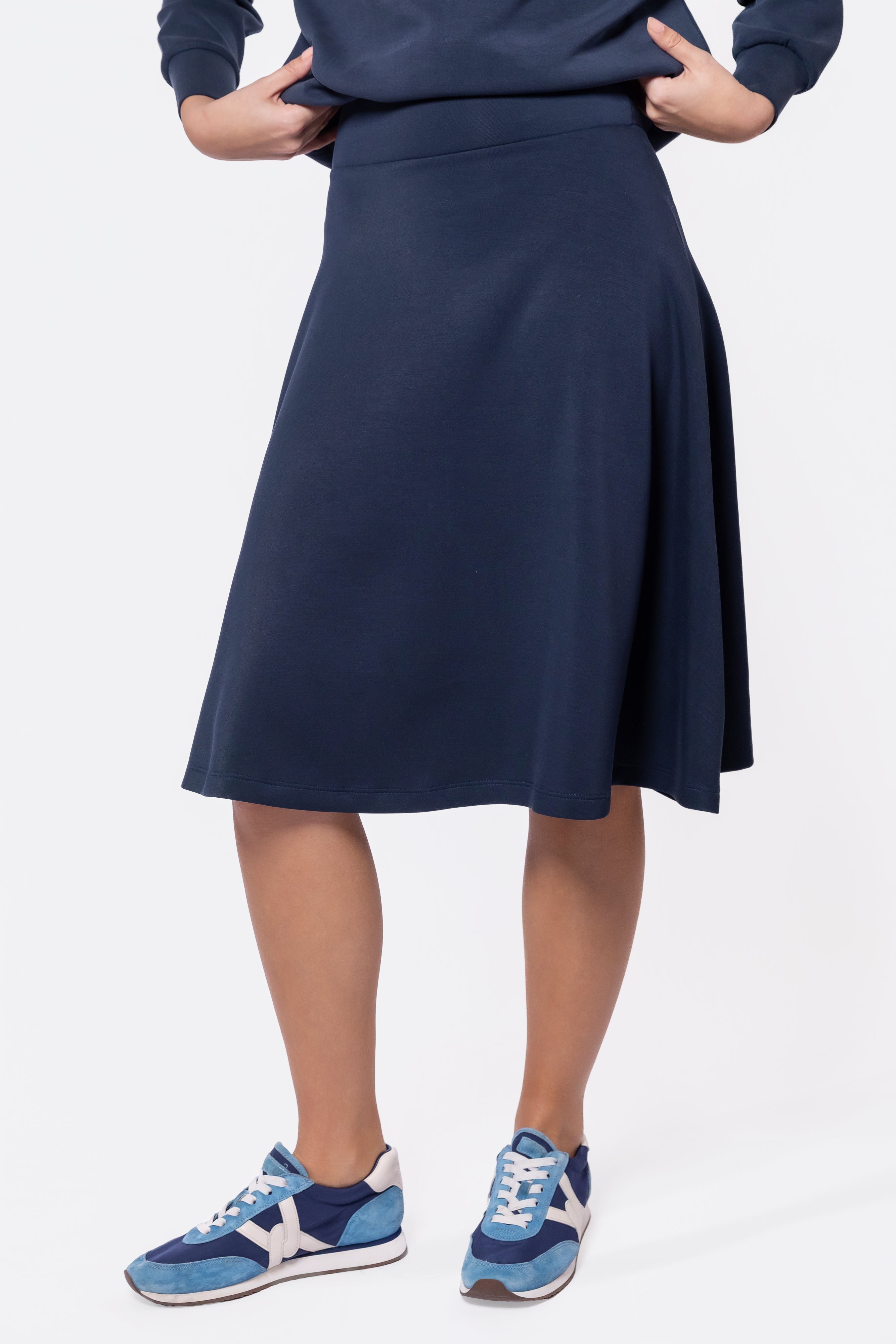 Mina Swing Skirt 26" (navy) S view 2 (skirt) - mini swing skirt, black mini swing skirt, mini skirt pri - shop at us.meeeshop