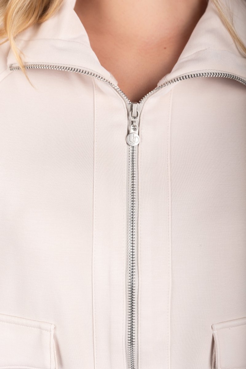 Mina Zip up Jacket (stone) in S view 2 - Max Mara Studio Mina Zip Jacket (layer)
