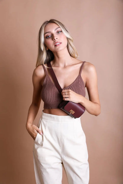 Mini Faux Leather Belt Bag – Chic with Gold Link Chain - MeeeShop Women's Fashion