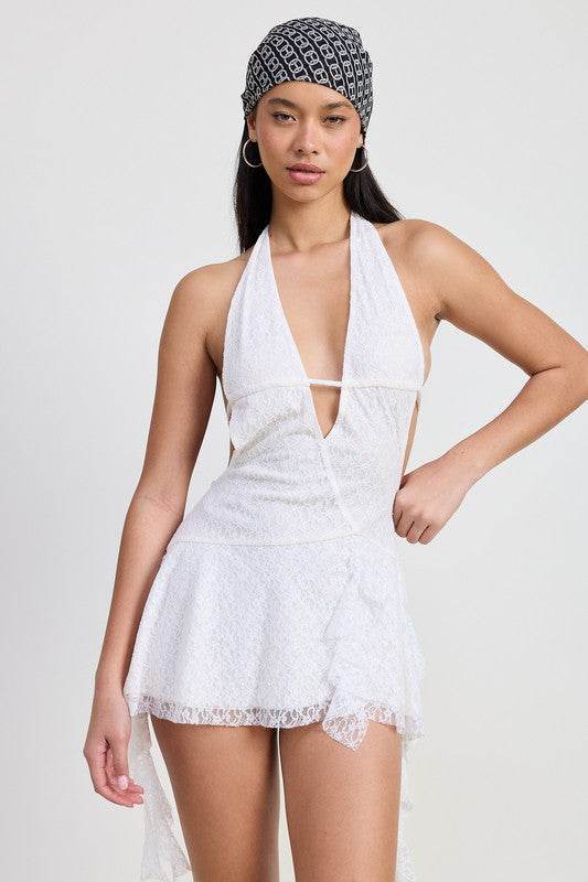 Mini Ruffle Halter Neck Dress - us.meeeshop