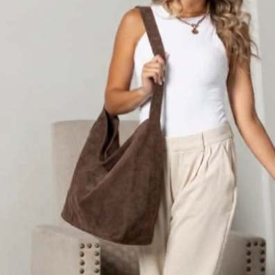 Miranda Oversize Suede Hobo Carryall Shoulder Bag view 4