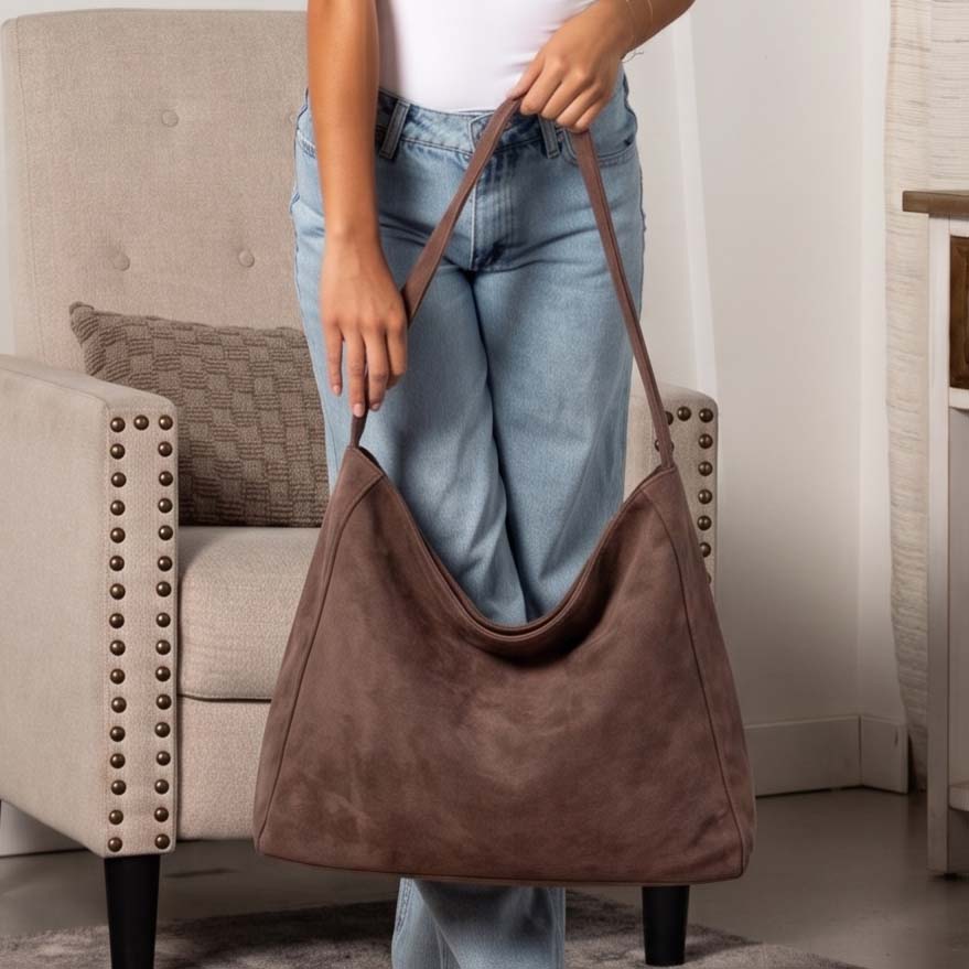 Miranda Oversize Suede Hobo Carryall Shoulder Bag view 5