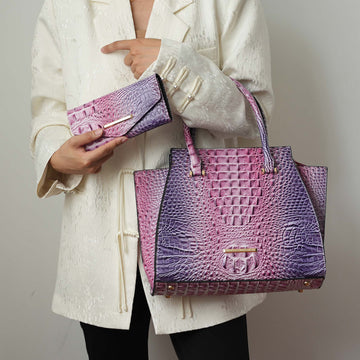 Miriam Croc Tote Bag and Set in Croc Coral view 2 - Set Tote (one-piece)