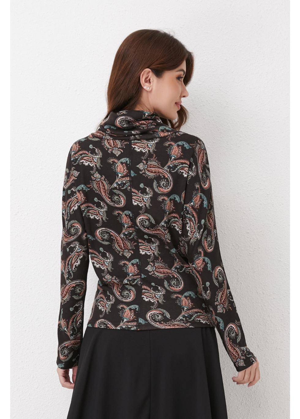 Missfinchnyc Emerald Paisley Knit Top in L view 4 - Fall Wardrobe Essential