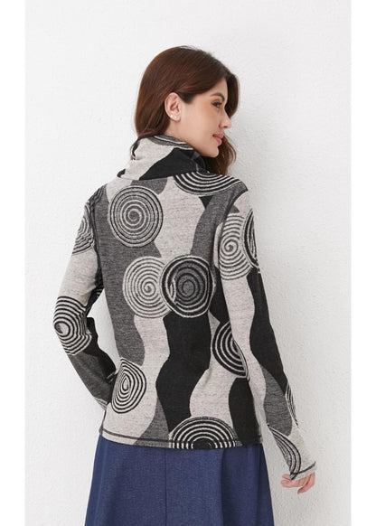 Missfinchnyc Gray Spiral Knit Top in L view 4 - Fall Wardrobe Essential - Knit Grey Top