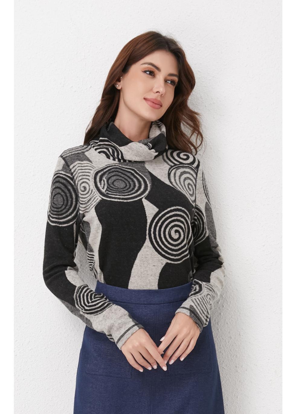 Missfinchnyc Gray Spiral Knit Top view 7 - Fall Wardrobe Essential - Knit Grey Top