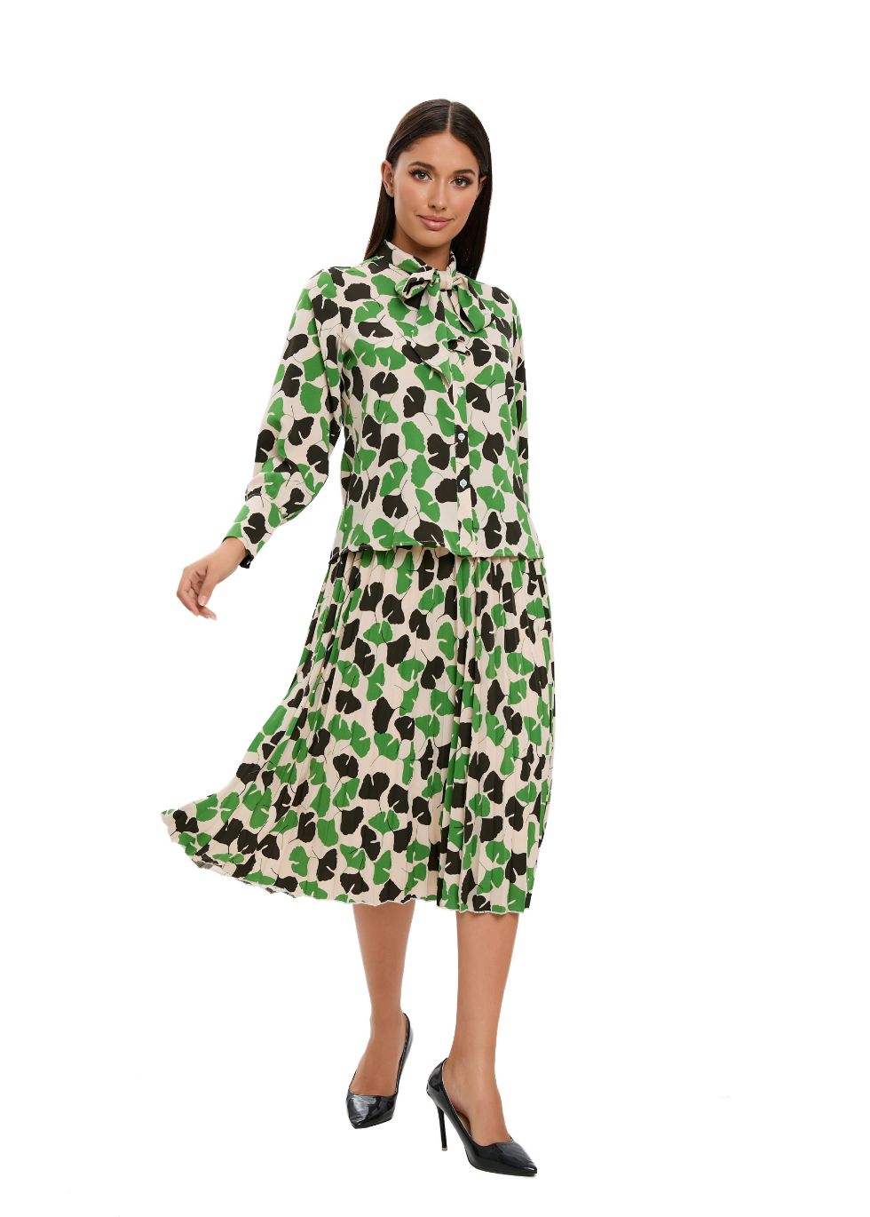 Missfinchnyc Long Sleeve Spring Print Two Piece Midi Dress Set in L view 4 - Long Spring Dresses