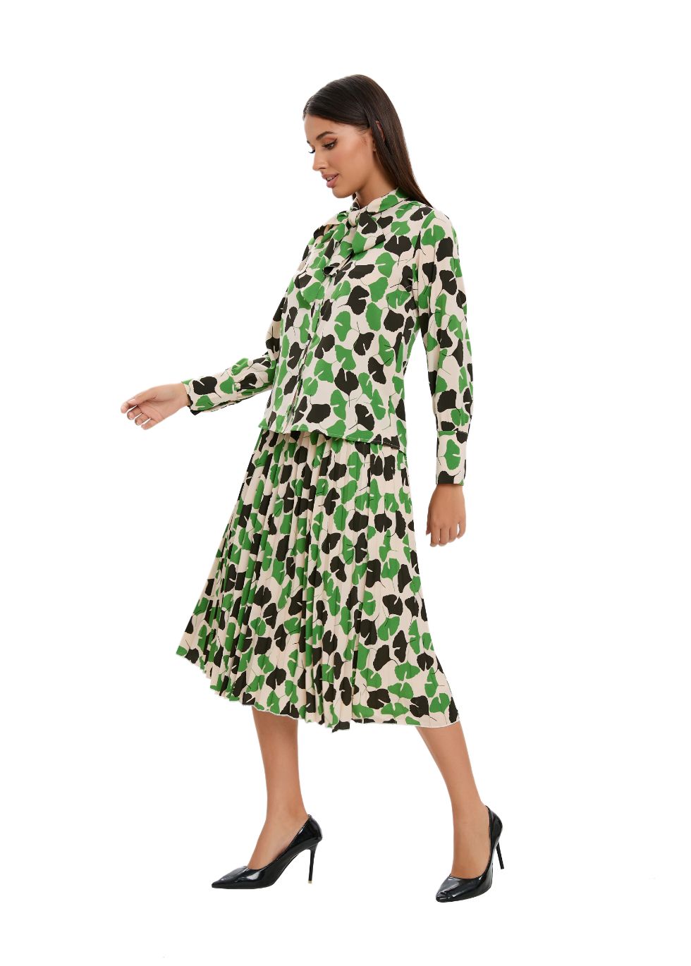 Missfinchnyc Long Sleeve Spring Print Two Piece Midi Dress Set view 7 - Long Spring Dresses