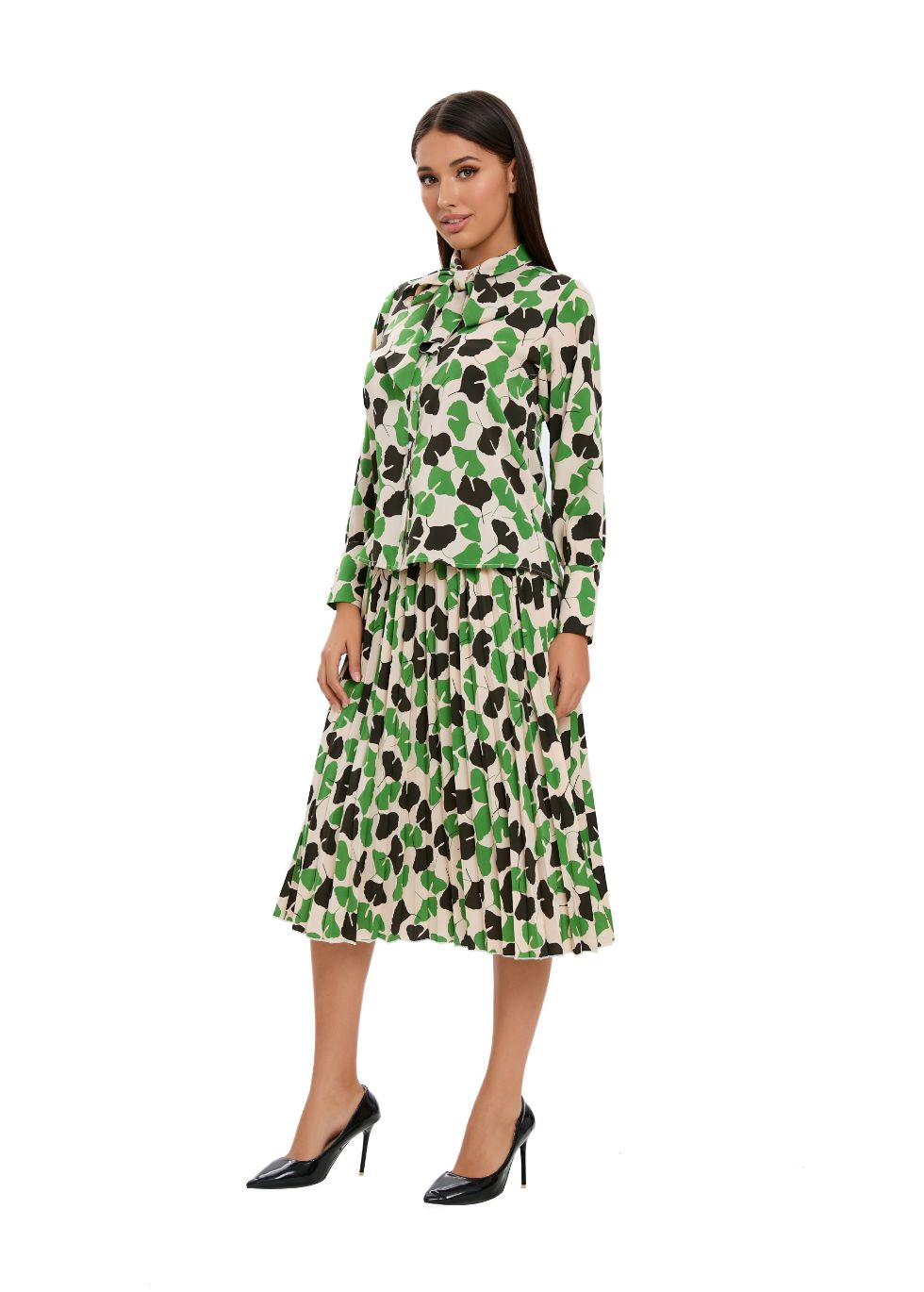 Missfinchnyc Long Sleeve Spring Print Two Piece Midi Dress Set view 8 - Long Spring Dresses