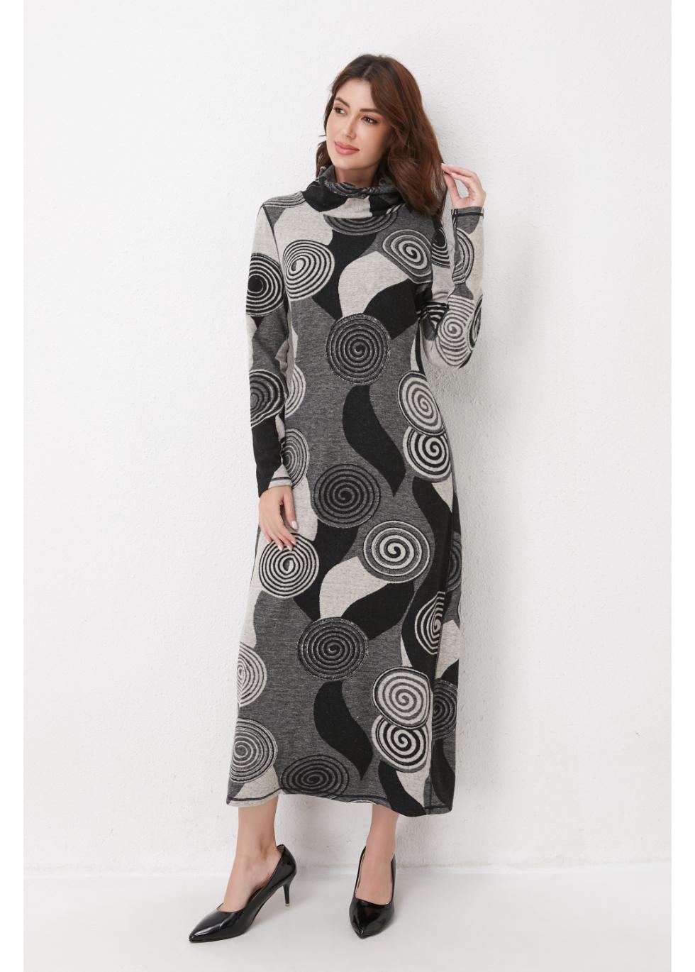 Missfinchnyc Monochrome Spiral Knit Midi Dress in M view 3 - Fall Wardrobe Essential - Monochrome Midi Dress