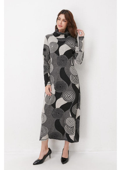 Missfinchnyc Monochrome Spiral Knit Midi Dress in M view 3 - Fall Wardrobe Essential - Monochrome Midi Dress