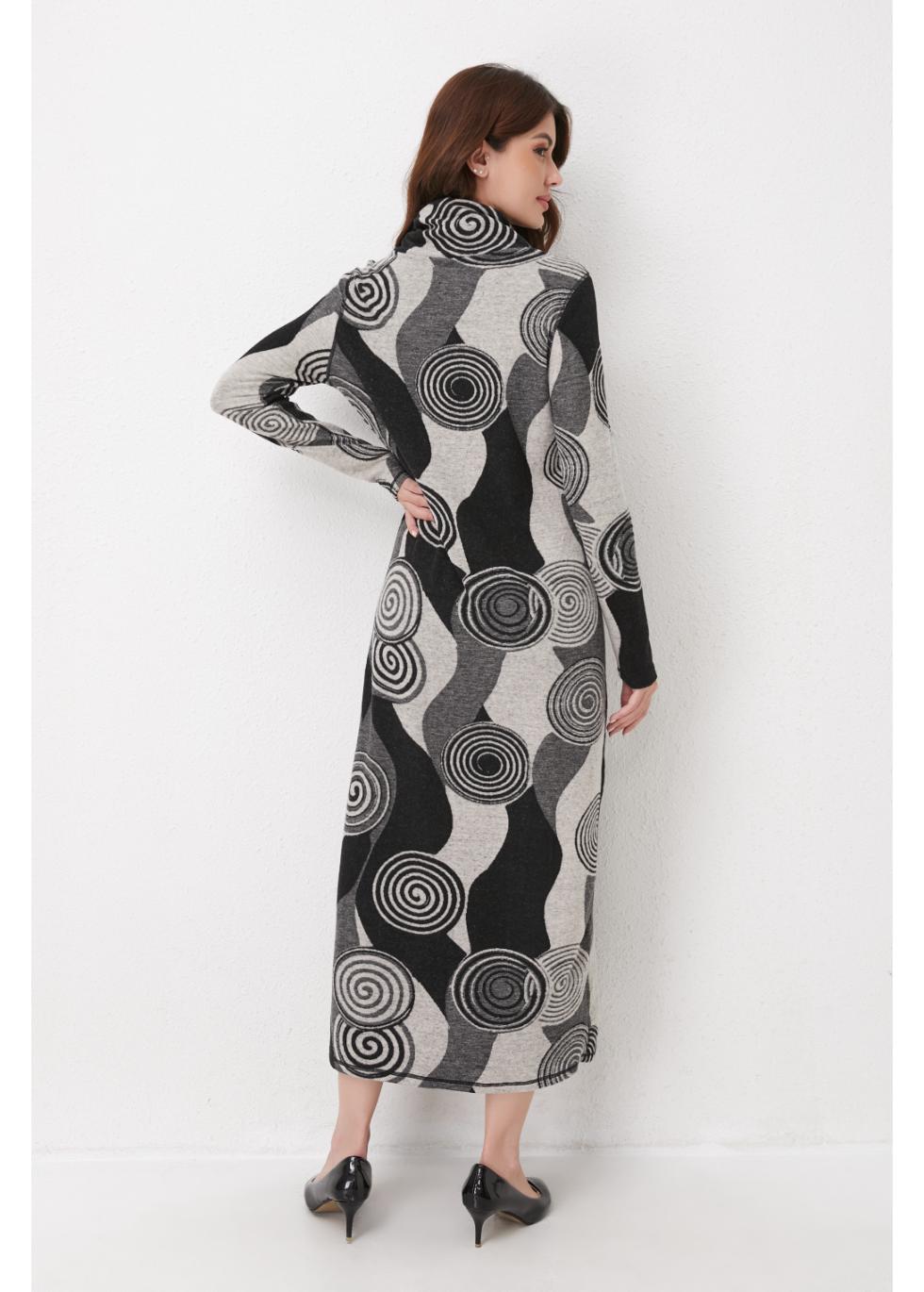 Missfinchnyc Monochrome Spiral Knit Midi Dress in XL view 5 - Fall Wardrobe Essential - Monochrome Midi Dress