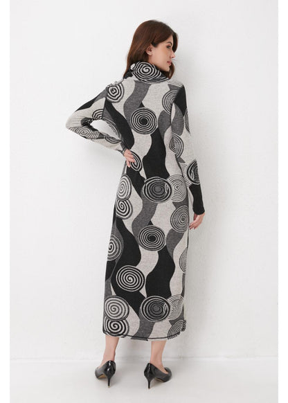 Missfinchnyc Monochrome Spiral Knit Midi Dress in XL view 5 - Fall Wardrobe Essential - Monochrome Midi Dress