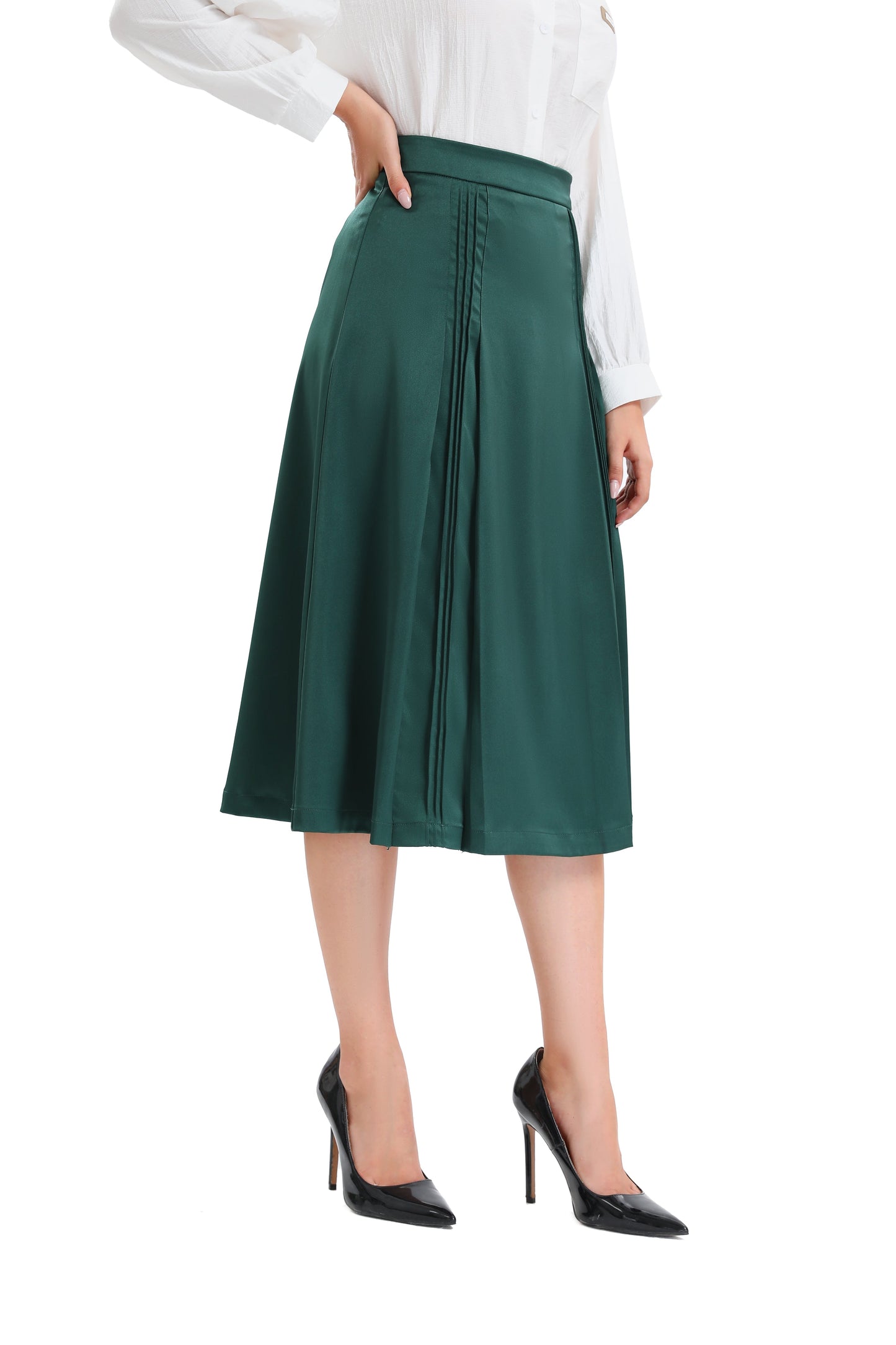 Missfinchnyc Satin Detailed Midi Skirt view 9 - Satin Full Skirt (dress)