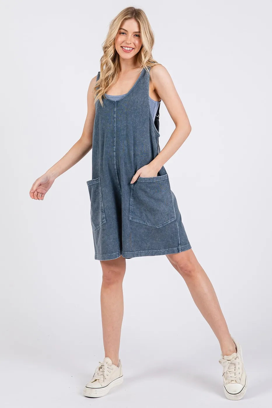 Mittoshop Low Scoop Neck Tank Washed French Terry Romper view 4 (top)