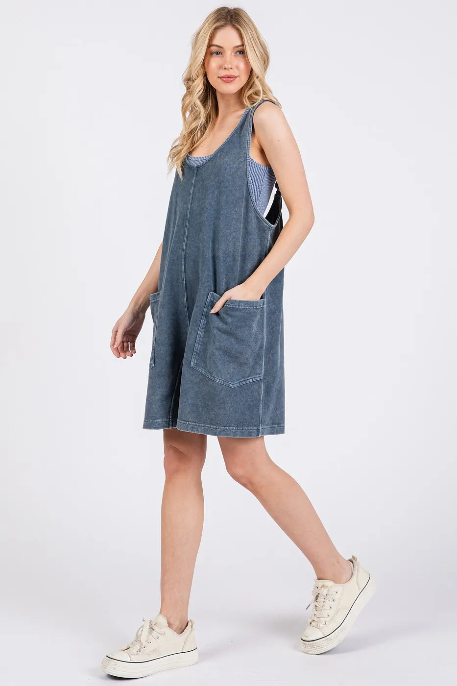 Mittoshop Low Scoop Neck Tank Washed French Terry Romper view 5 (top)