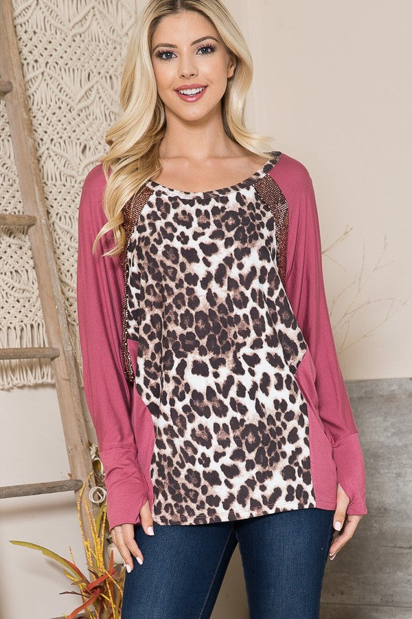 Mixed Media Dolman Knit Top with Thumbhole in XL view 4 - Fall Wardrobe Essential - Mixed Media Tops Women