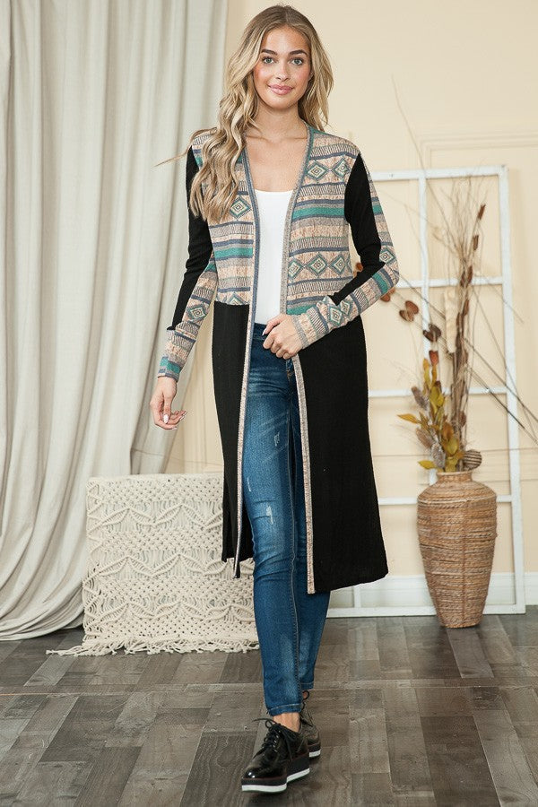 Mixed Media Maxi Cardigan with Side Pockets view 5 - Mixed Media Cardigan Womens (dress)