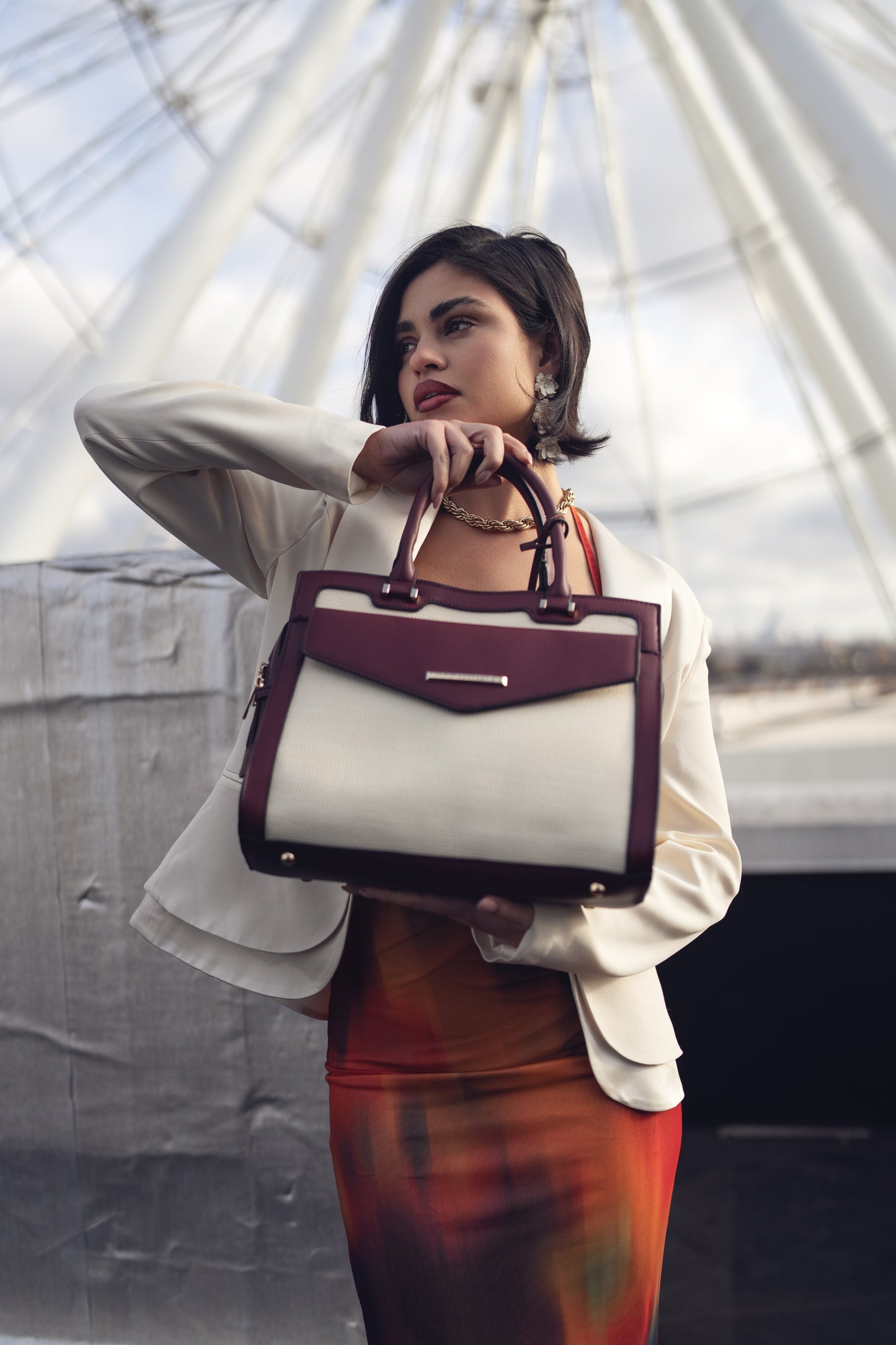 Mkf Collection by Mia K. - Alyssa Shoulder Bag in Ivory view 2 - Mkf Collection Bags
