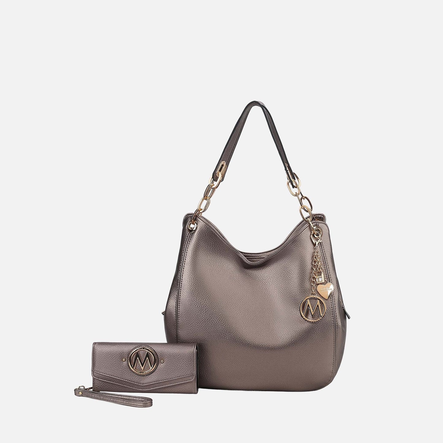 Mkf Collection by Mia K. - Ashley Hobo Bag and Wallet Set in Taupe view 12 - Mkf Collection Bags (one-piece)