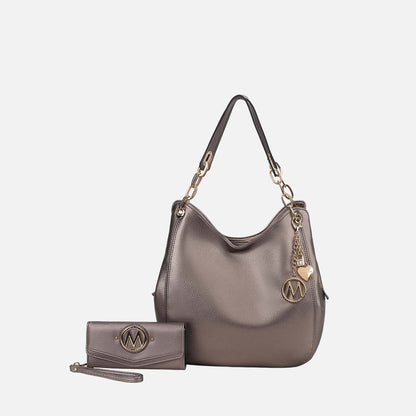 Mkf Collection by Mia K. - Ashley Hobo Bag and Wallet Set in Taupe view 12 - Mkf Collection Bags (one-piece)