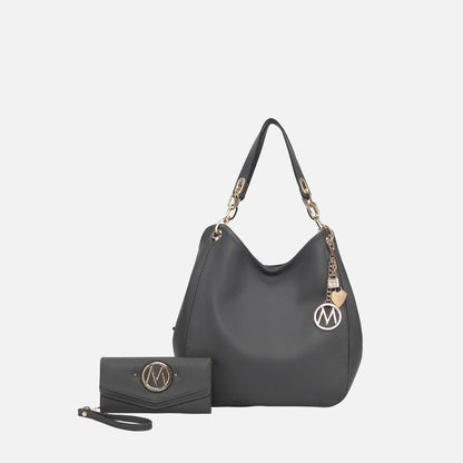 Mkf Collection by Mia K. - Ashley Hobo Bag and Wallet Set in Denim Blue view 9 - Mkf Collection Bags (one-piece)