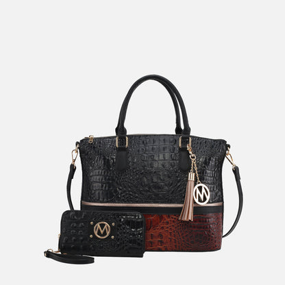 Mkf Collection by Mia K. - Autumn Tote Bag and Wallet Set in Croco Cognac view 4 - Mia K Collection (one-piece)