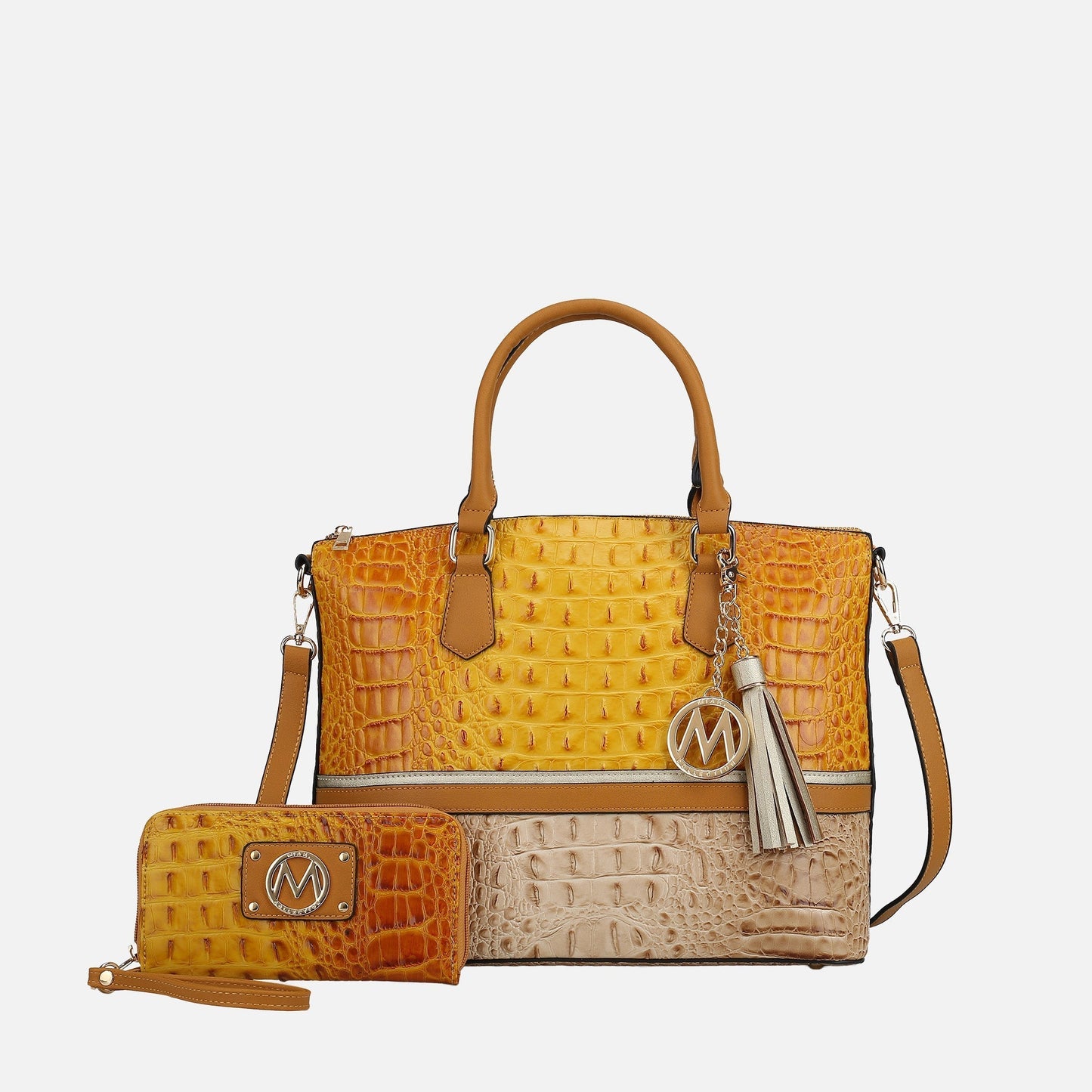 Mkf Collection by Mia K. - Autumn Tote Bag and Wallet Set in Croco Fuchsia view 7 - Mia K Collection (one-piece)