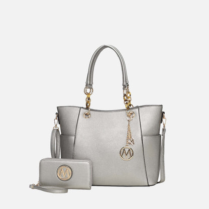 Mkf Collection by Mia K. - Bonita Tote Bag and Wallet Set in Cognac Brown view 10 (one-piece)