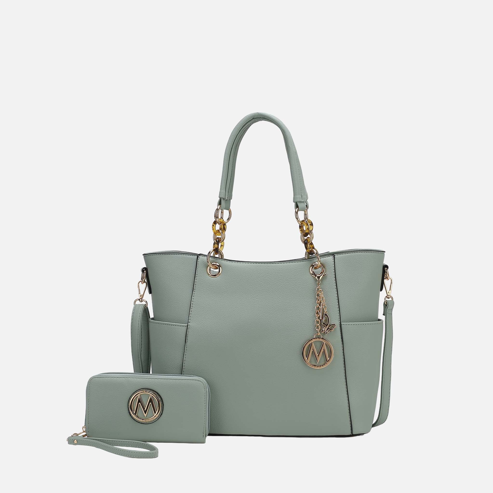 Mkf Collection by Mia K. - Bonita Tote Bag and Wallet Set Green view 14 (bag) - mkf collection tote bag - shop at us.meeeshop
