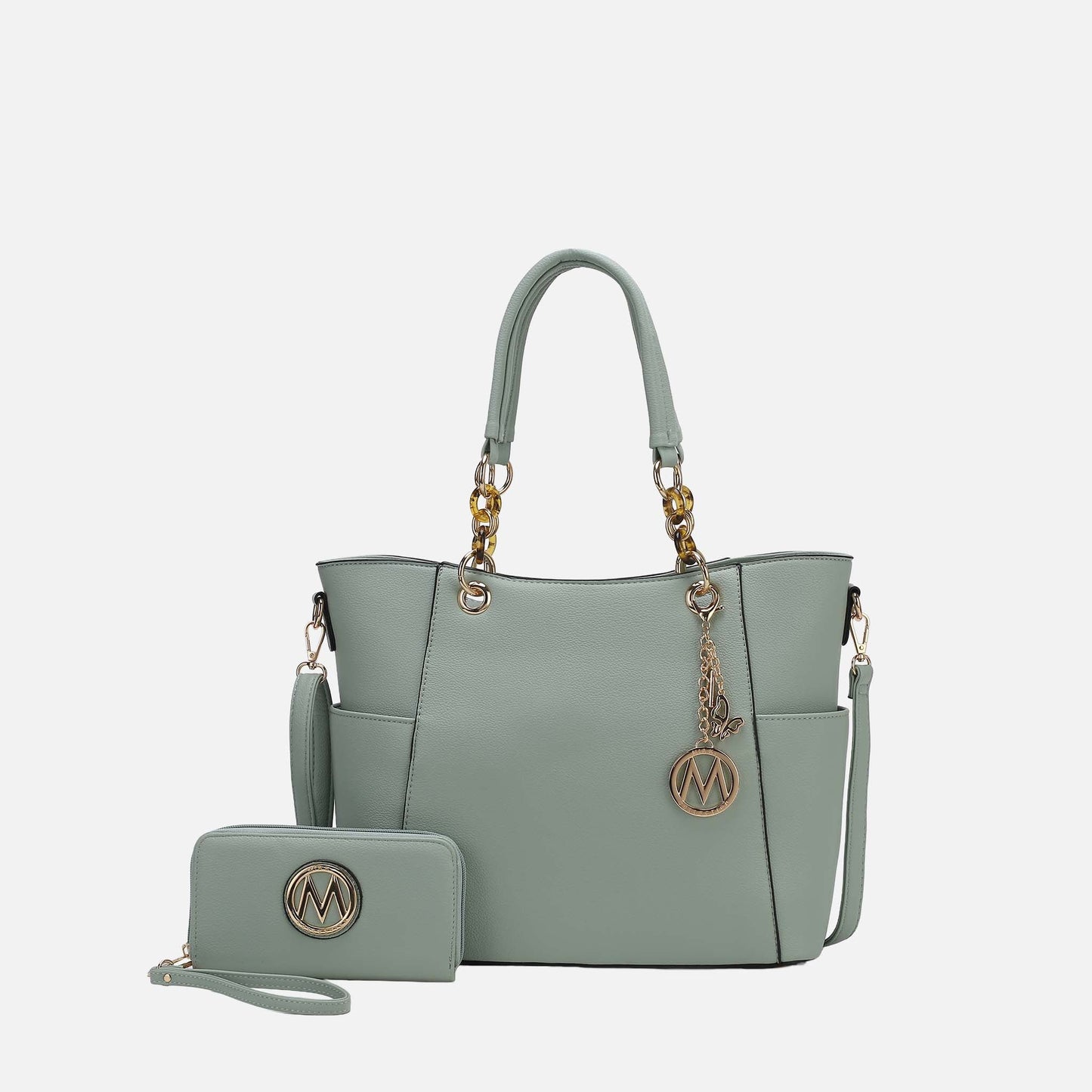 Mkf Collection by Mia K. - Bonita Tote Bag and Wallet Set in Green view 14 (one-piece)
