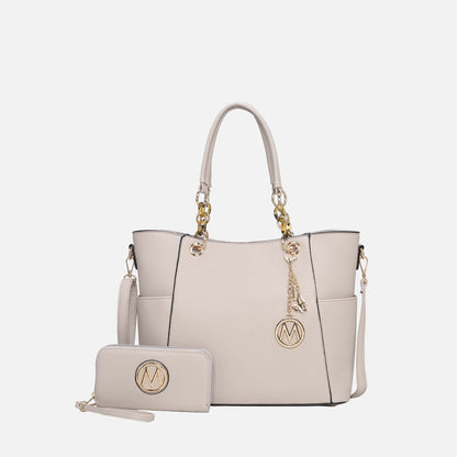 Mkf Collection by Mia K. - Bonita Tote Bag and Wallet Set in Orange view 15 (one-piece)