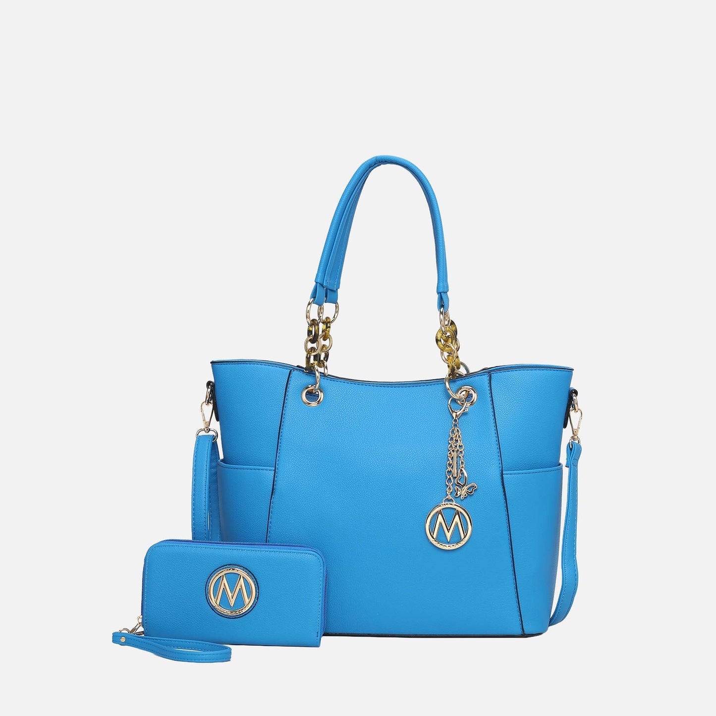 Mkf Collection by Mia K. - Bonita Tote Bag and Wallet Set in Denim Blue view 17 (one-piece)